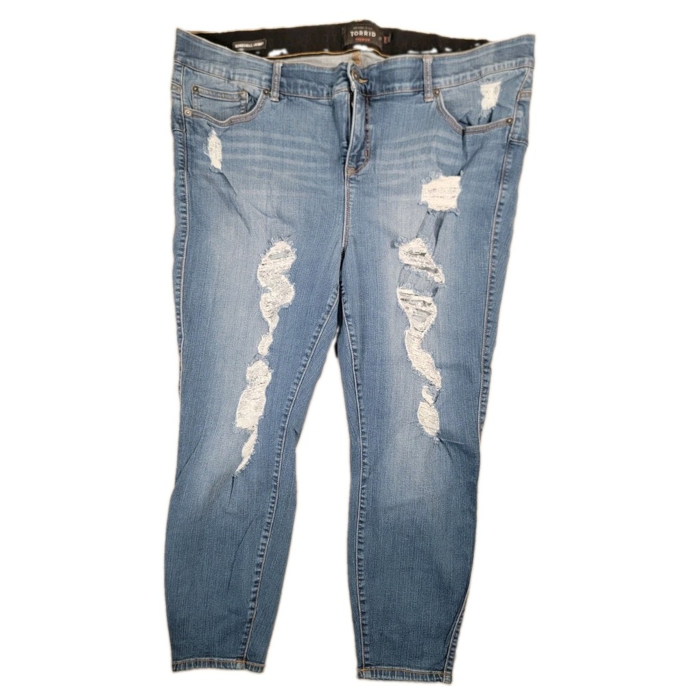 Torrid Bombshell Skinny Jeans 24 Short Distressed Stretch Y2K Grunge Denim